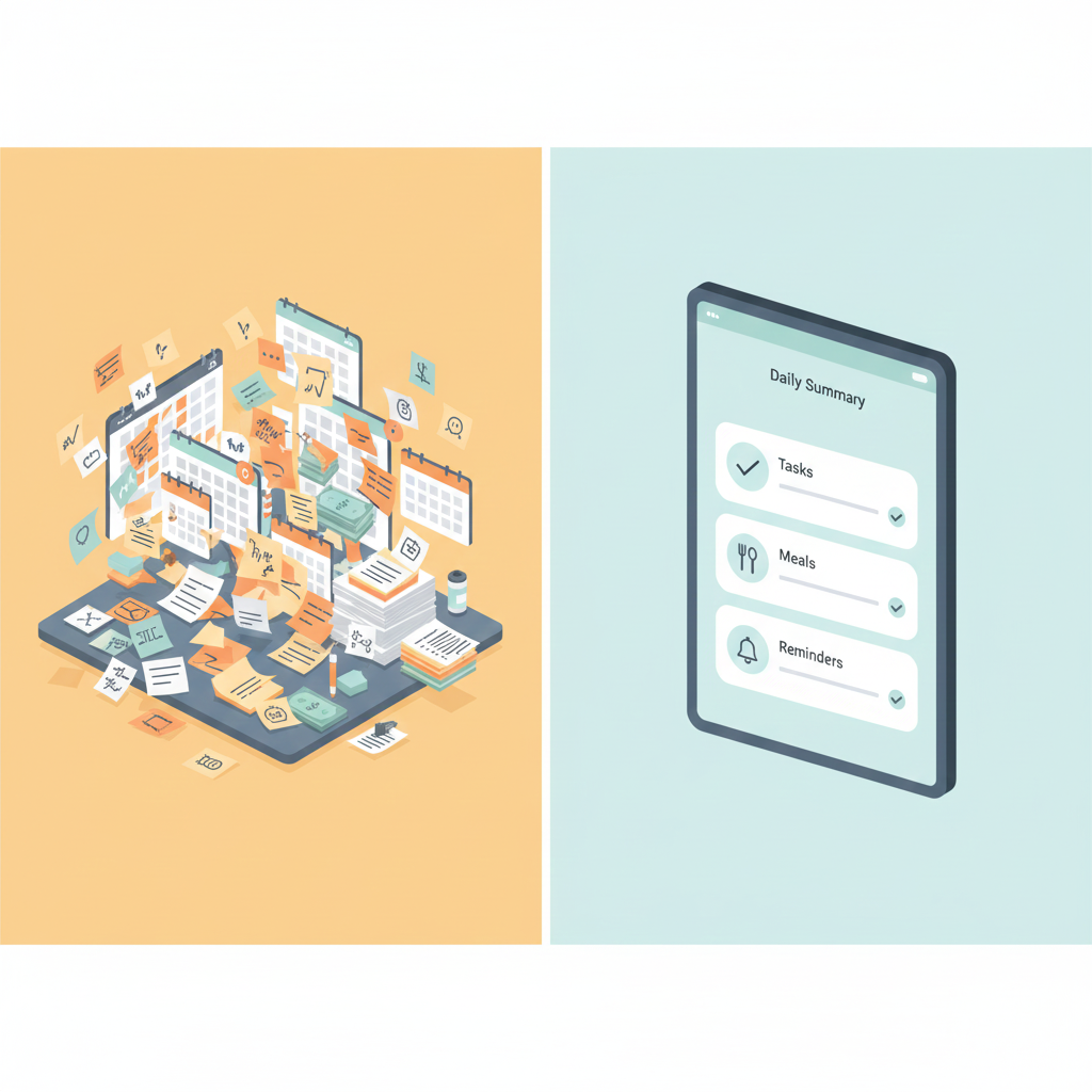 AI for home life transforming scattered reminders into a calm daily plan.